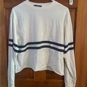 BRANDY MELVILLE white and navy stripe long sleeve tee